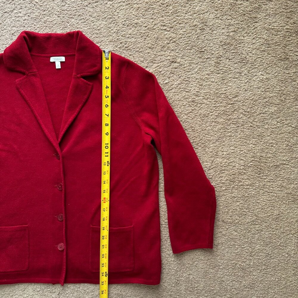 Talbots Sweater Womens 1X Cardigan Button Close V Neck Notched Red Long Sleeve - Picture 7 of 12